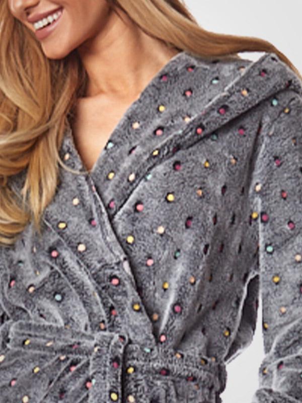 L&L īss halāts ar kapuci "Misti Melange - Multicolor Dots"