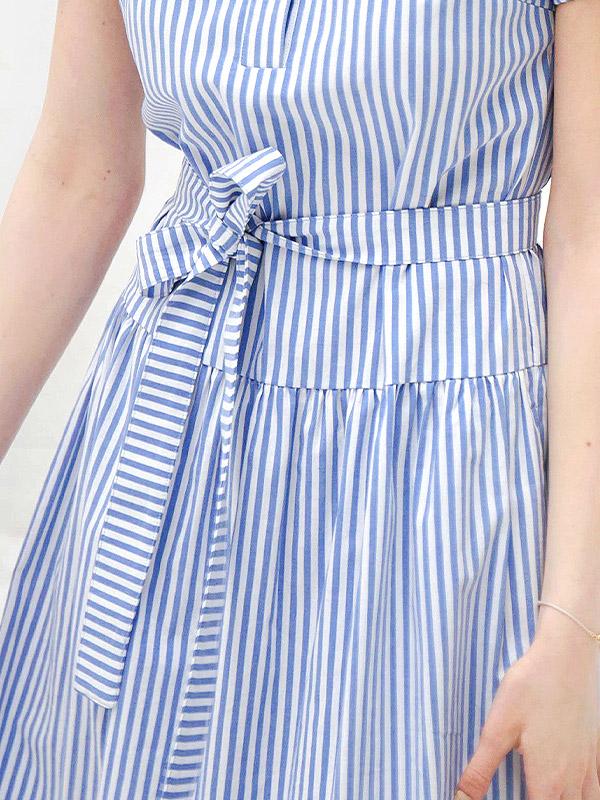 Atella kokvilnas kleita "Sara Light Blue - White Stripes"