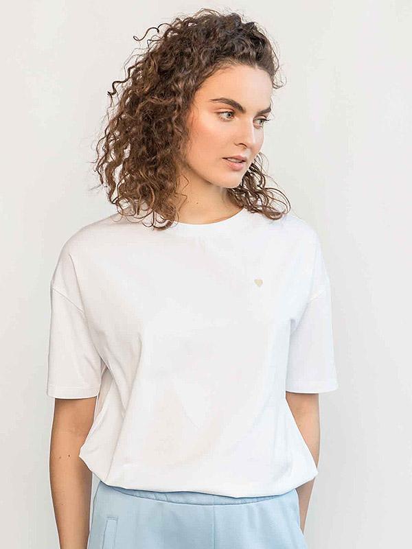 Atella kokvilnas brīva silueta krekls "Love White"