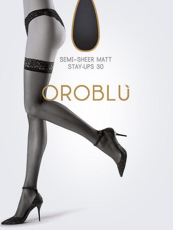 Oroblu pielīmējamas garās zeķes "Chic Up 30 Den Black"