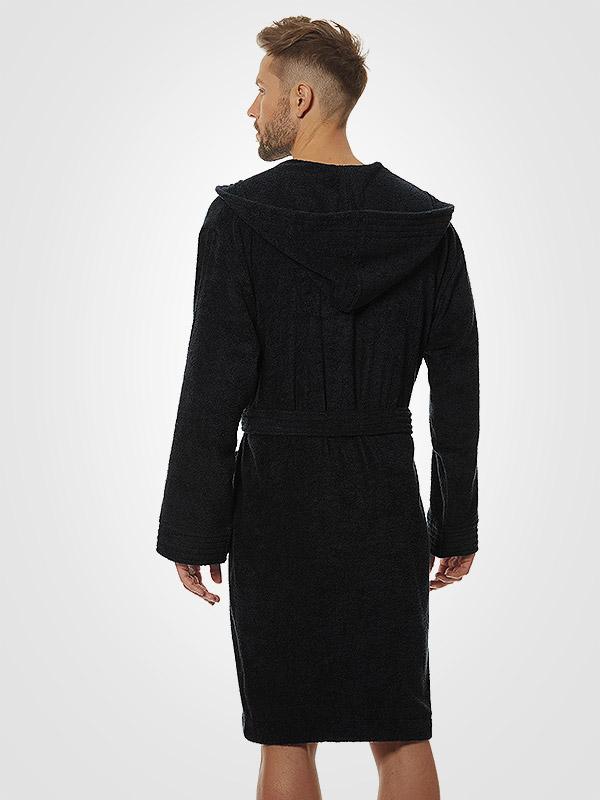 L&L vīriešu kokvilnas halāts ar kapuci "Marco Anthracite"