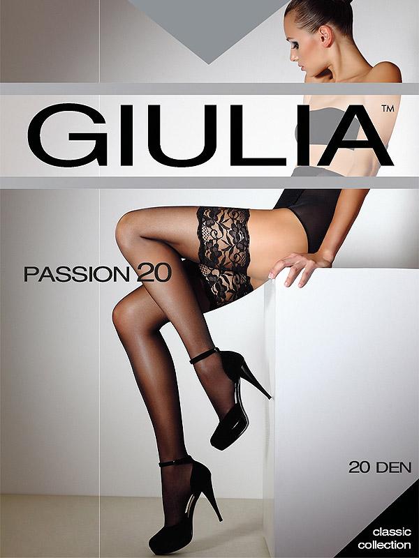 Giulia pielīmējamas zeķes ar mežģīņu joslu "Passion 20 Den Nero"