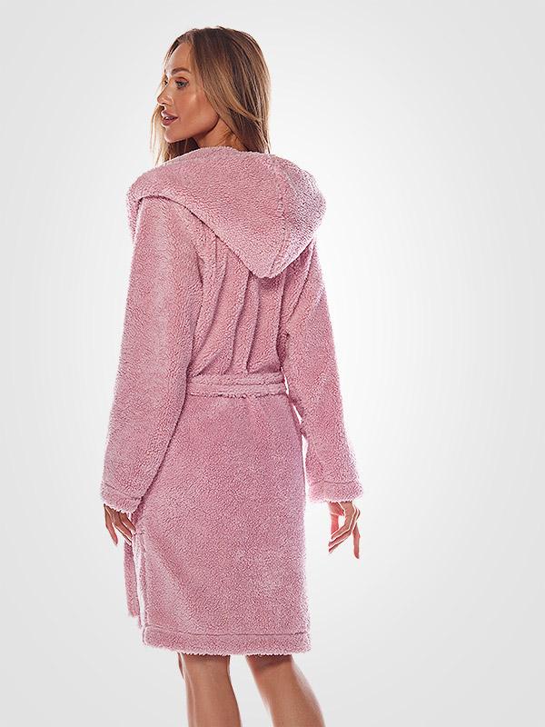 L&L īsais halāts ar kapuci "Brandi Short Light Pink"