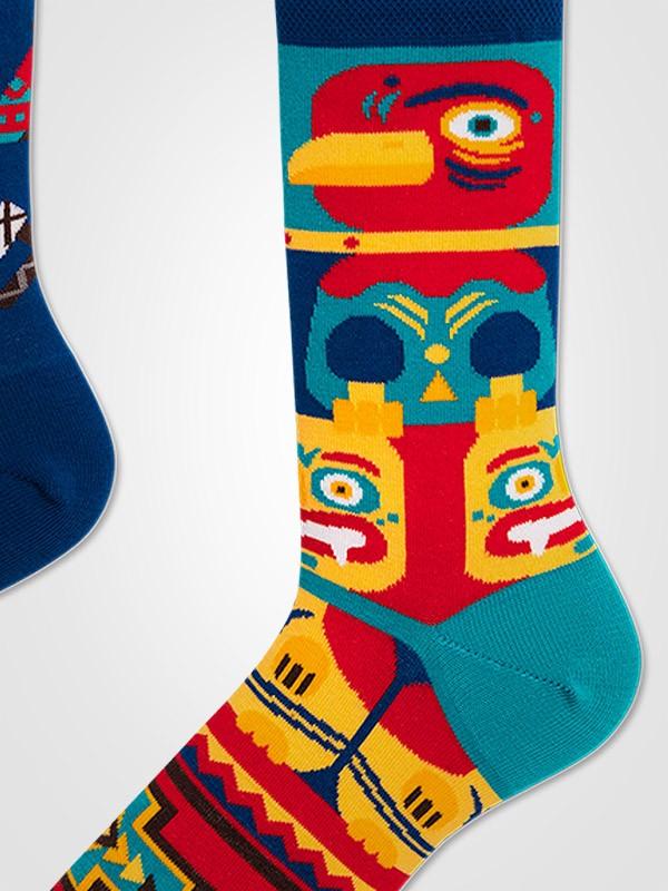 Many Mornings хлопковые унисекс носки "Apache Tribe Blue - Red - Yellow"