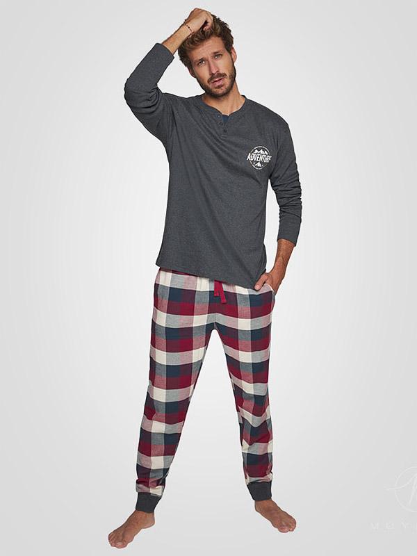 Muydemi vīriešu pidžama "Marco Graphite - Bordeaux - Ecru"