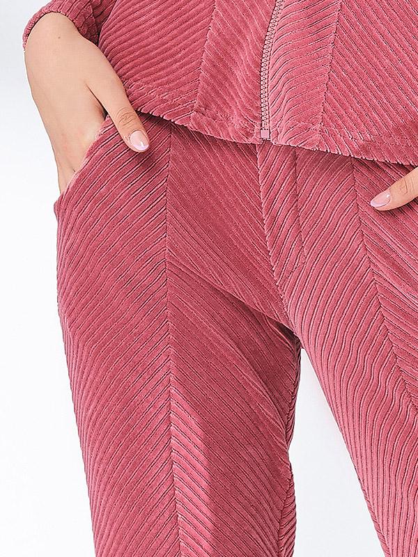 Lega kokvilnas velveta brīvā laika bikses ar kabatām "Trudy Pink"