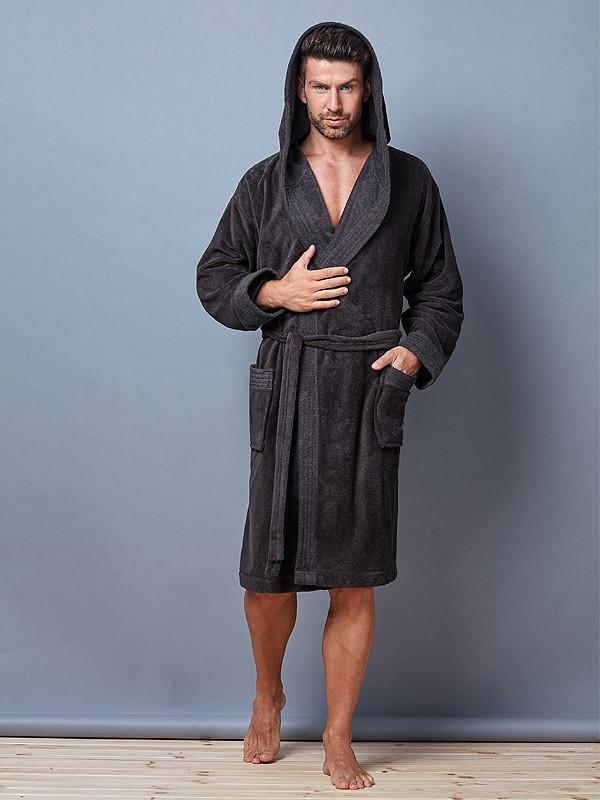 L&L vīriešu halāts ar kapuci "Pedro Graphite"
