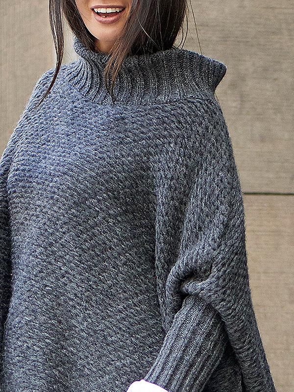 Numinou oversize pončo stila džemperis ar vilnu "Daria Graphite"