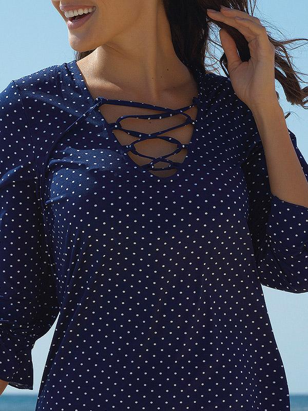 Ysabel Mora pludmales kleita "Amelina Dark Blue - White Dots"