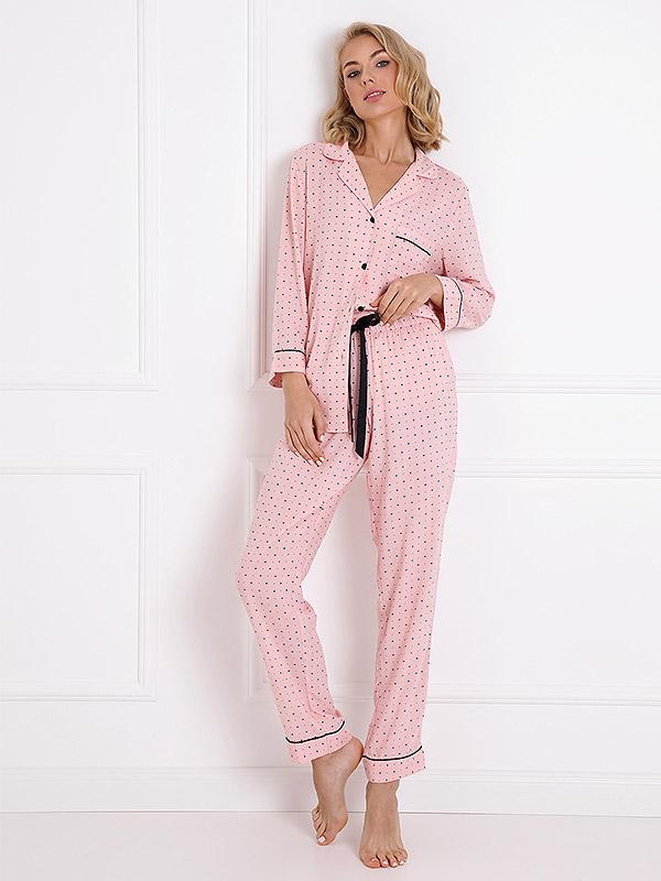 Aruelle viskozes pidžama "Charlotte Long Pink - Black"
