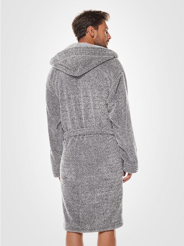 L&L vīriešu halāts ar kapuci "Number 71 Melange - Black"