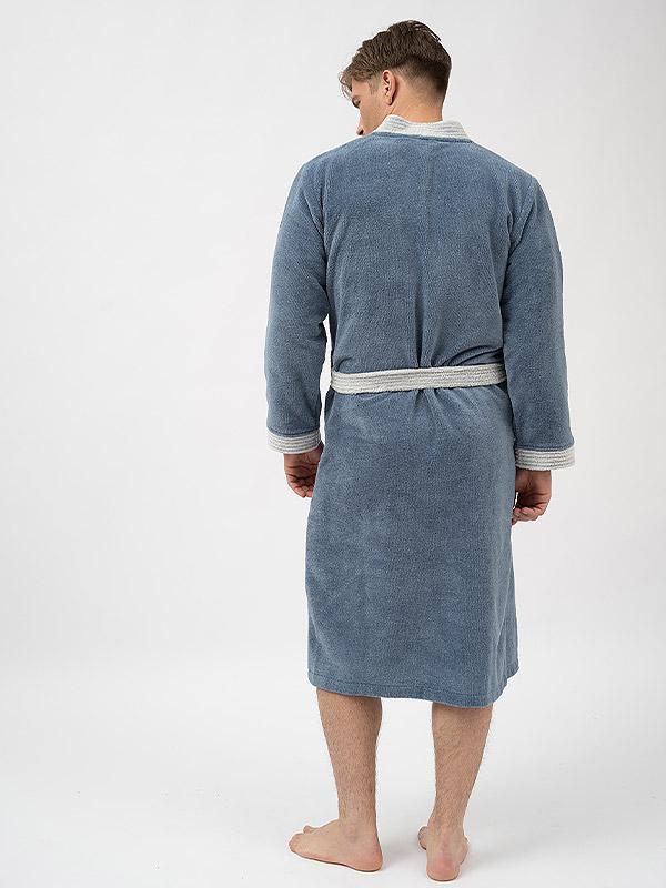 Belmanetti divslāņu unisex halāts ar kapuci "Grand Lake Blue - Light Grey Velour"