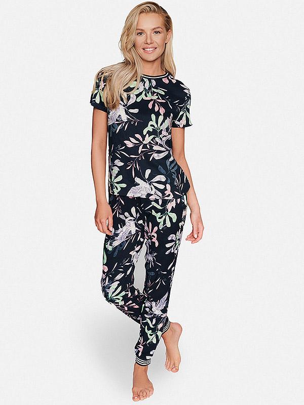 Esotiq gara viskozes pidžama "Emy Navy - Multicolor Floral Print"