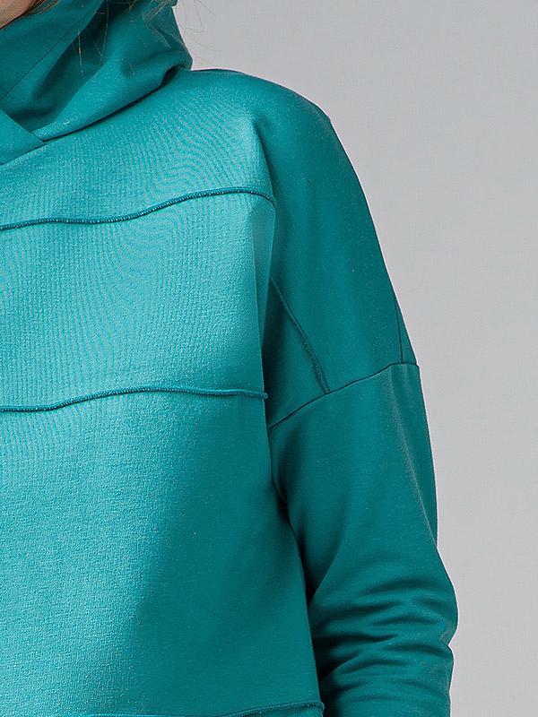 Lega kokvilnas ikdienas džemperis kapuci "Juna Turquoise"