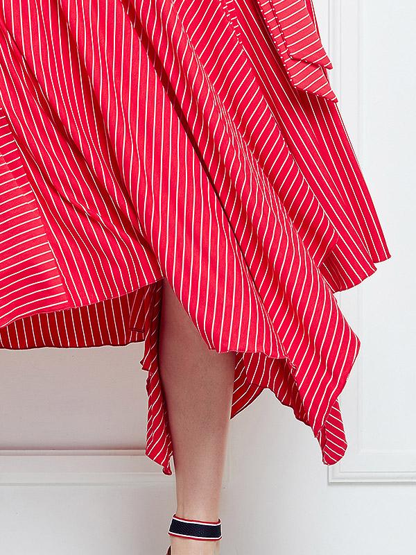Lega vizkozes kleita "Merel Coral Red Stripes"
