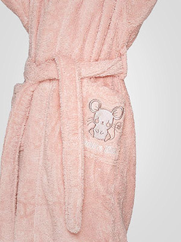 Muydemi bērnu kokvilnas halāts "Cute Mouse Coral - White"