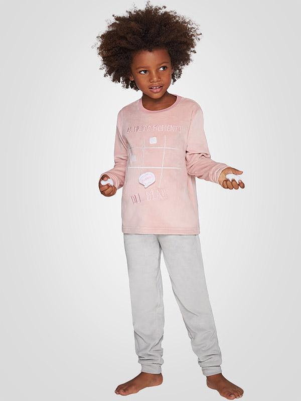 Muydemi mīksta bērnu pidžama "Super Girl Dusty Pink - Light Grey"