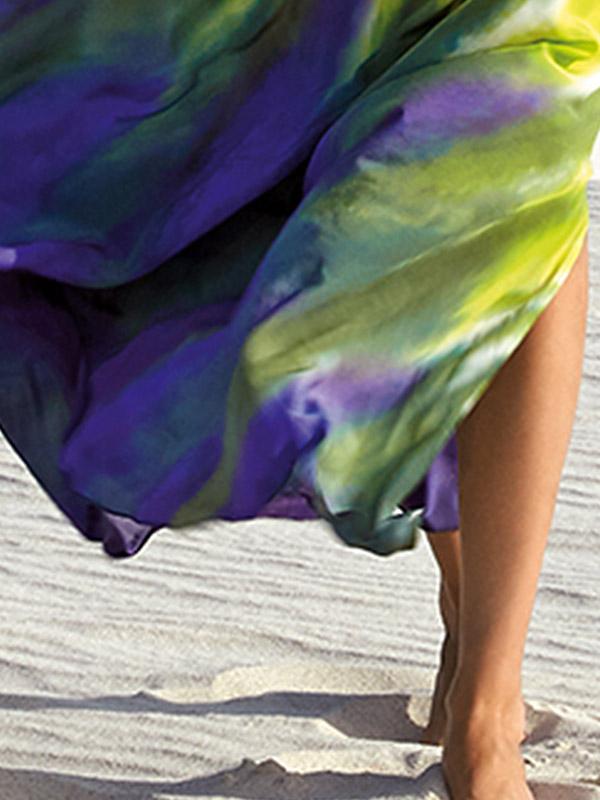 Maryan Mehlhorn pludmales viskozes kleita "Waterflow Lime - Blue - White"