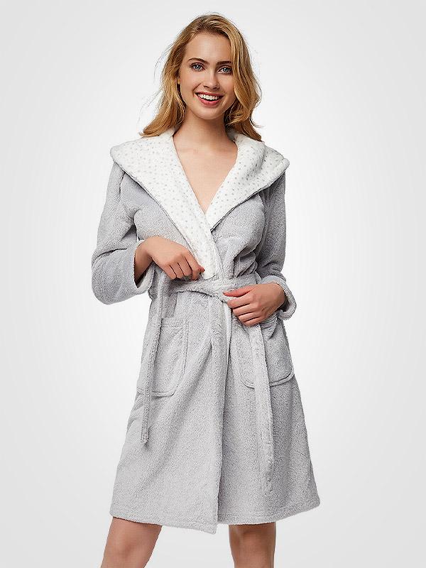 Esotiq halāts ar kapuci "Native Light Grey"
