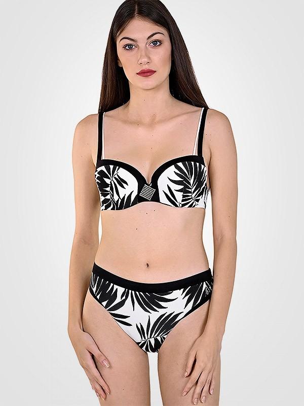 Lisca bikini push up peldkostīms "Ocean City White - Black Palm Print"