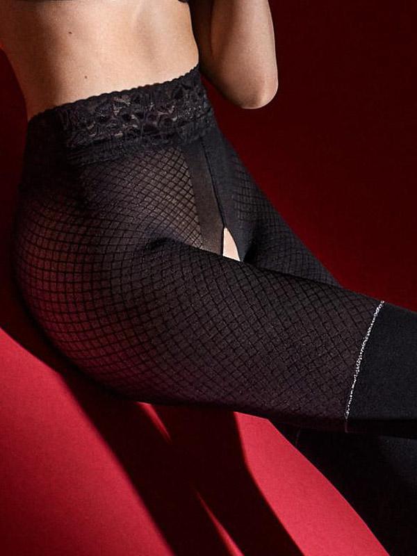 Marilyn atvērtas kājstarpes zeķbikses "Hot H07 20-60 Den Black - Silver"