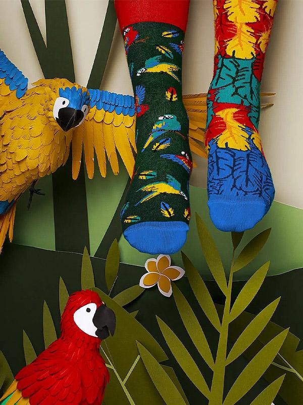 Many Mornings unisex kokvilnas zeķes "Paradise Parrot Multicolor"