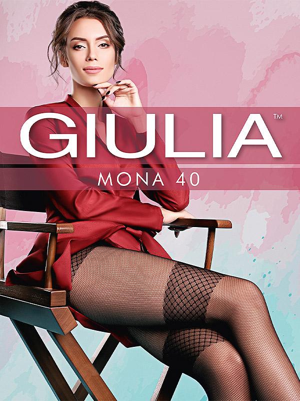 Giulia колготки c узором сетки "Mona N.2 40 Den Nero"