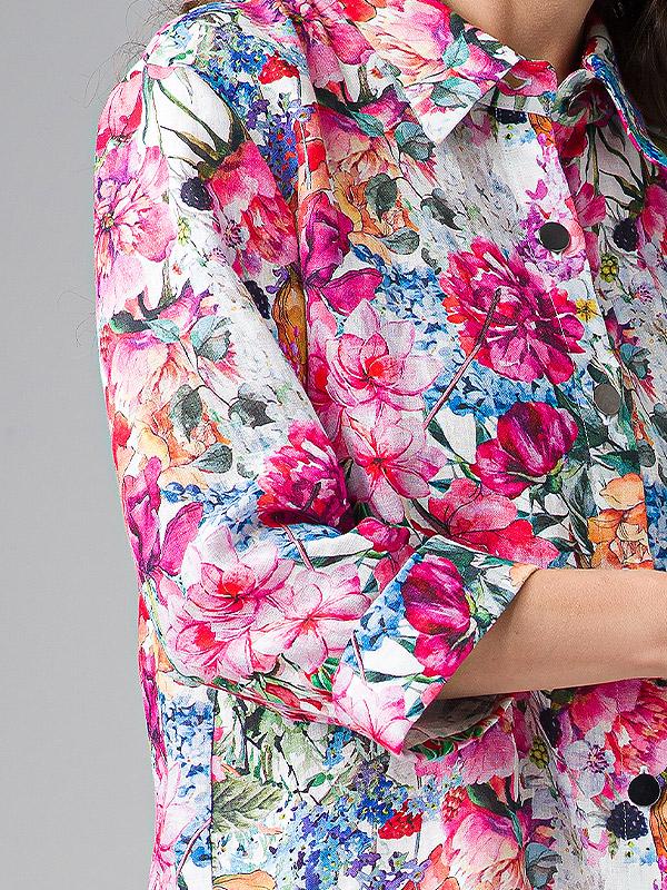 Lega lina krekla kleita "Elmira Multicolor Flower Print"