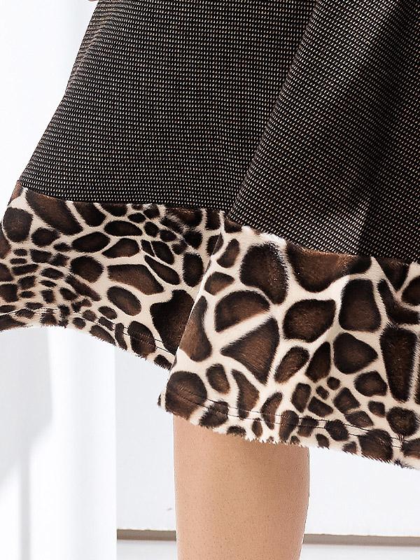 Lega kleita ar mākslīgo kažokādu "Peony Black - Brown Faux Leopard Fur"