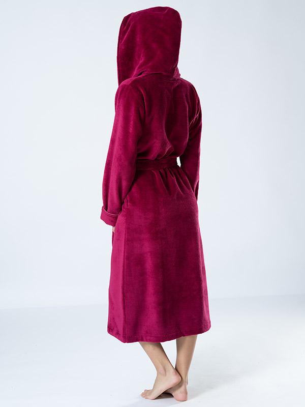 Belmanetti двухслойный халат с капюшоном "Floya Velour Deep Pink"