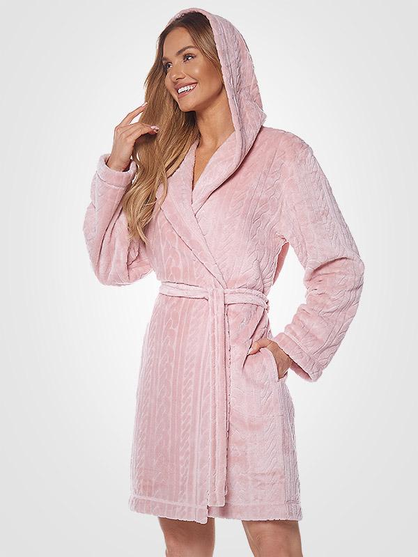 L&L īss halāts ar kapuci "Wenus Powder Pink"