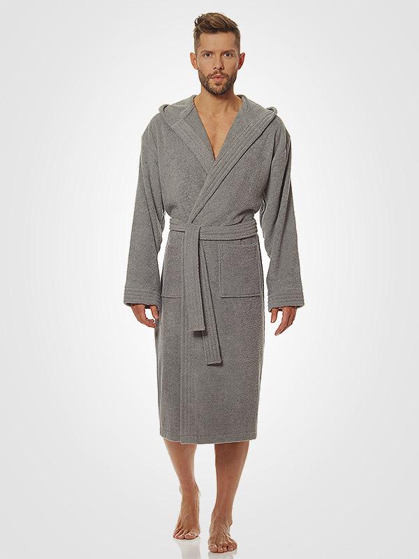 L&L vīriešu kokvilnas halāts ar kapuci "Antonio Graphite"