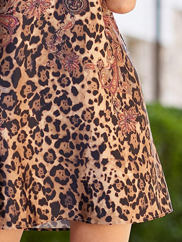 MiaMia шёлковая ночная сорочка "Cleopatra Multicolor Leopard Print"