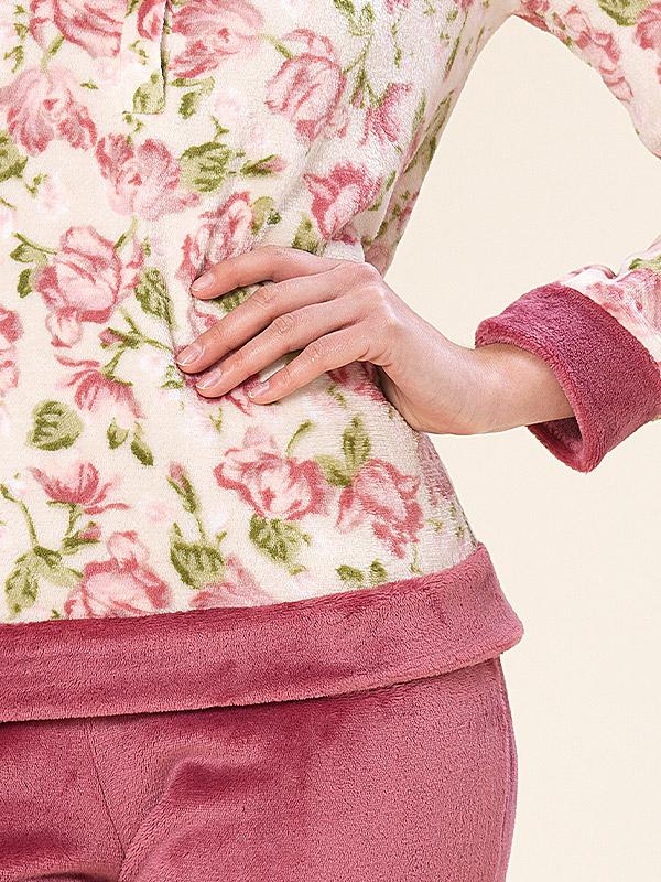 Linclalor silts mājas apģērbs "Ailani Rose - Ecru - Green Flower Print"