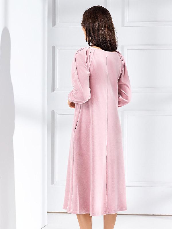 Lega kokvilnas brīvi krītoša kleita "Melisa Pink Velour"