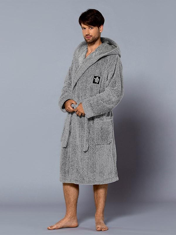 L&L vīriešu halāts ar kapuci "Bruce Melange"