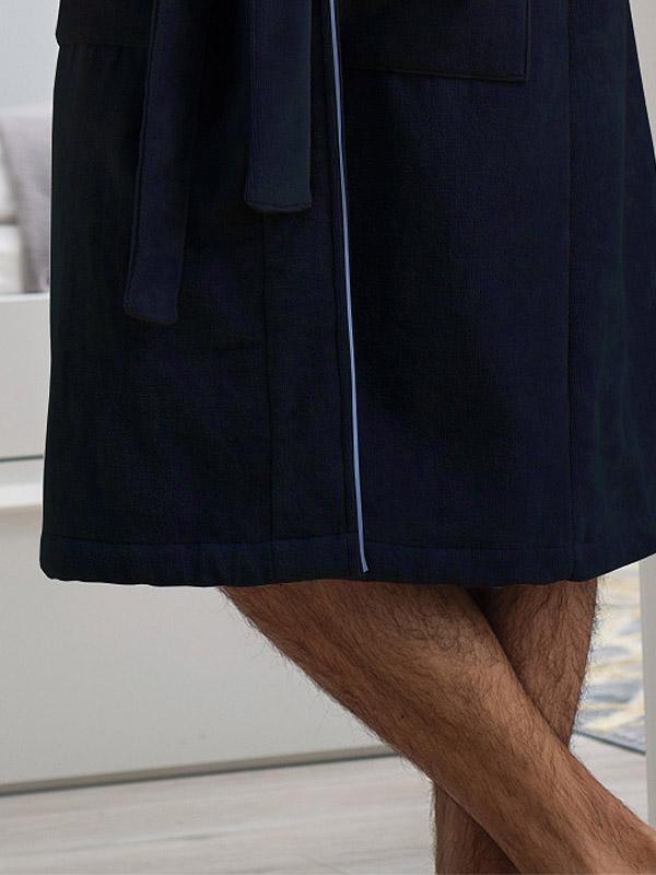 Belmanetti garš vīriešu kokvilnas halāts "Luke Velour Dark Blue"