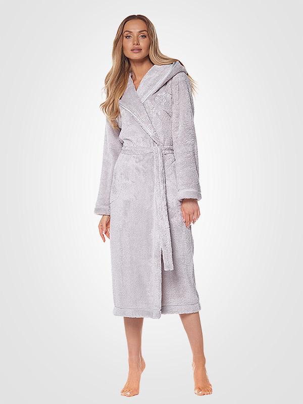 L&L garš halāts ar kapuci "Lila Light Grey"