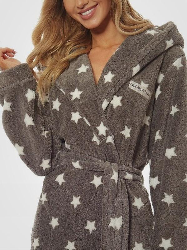 L&L īsais halāts ar kapuci "Startlet Graphite - White Stars"