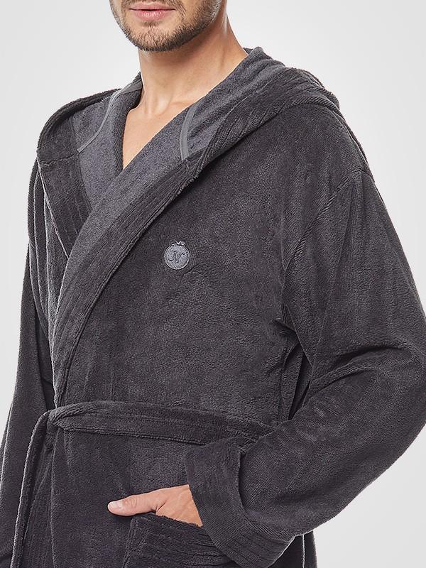 L&L vīriešu bambusa šķiedru halāts ar kapuci "Kaj Graphite"