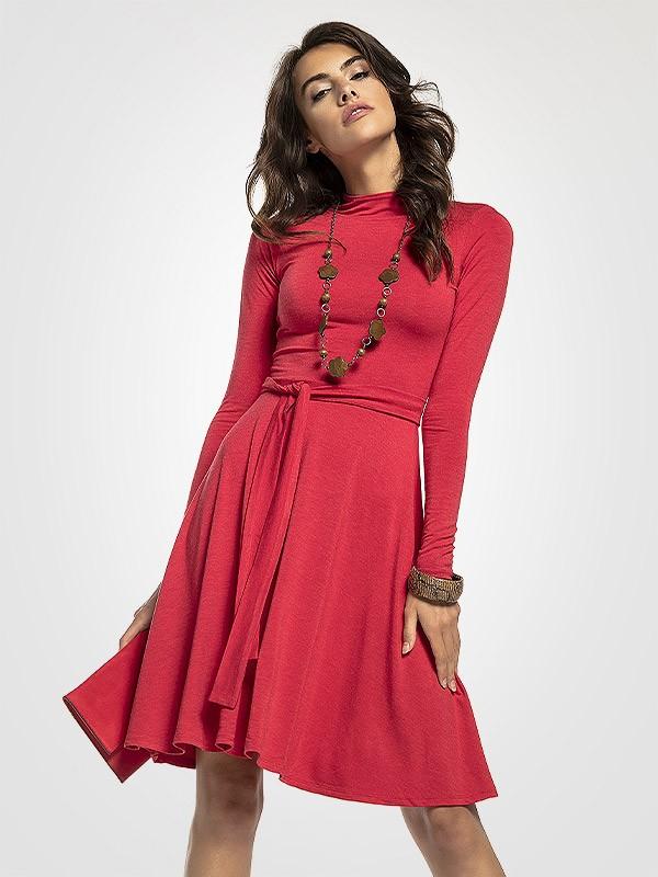 Tessita viskozes kleita ar augstu apkakli "Bonnita Red"
