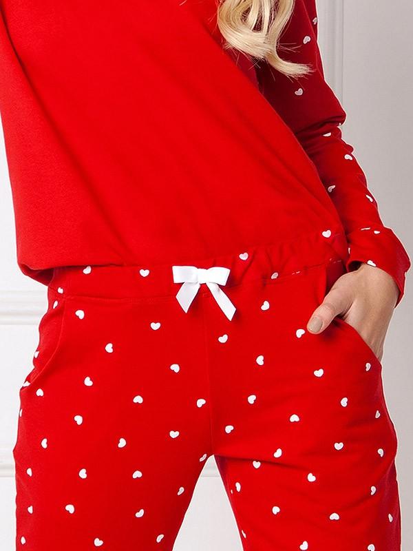 Aruelle kokvilnas pidžama "Hearty Set Red - White"