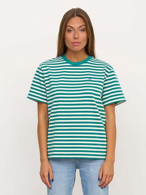 Atella T-krekls ar kokvilnu "Linda Green - White Stripes"