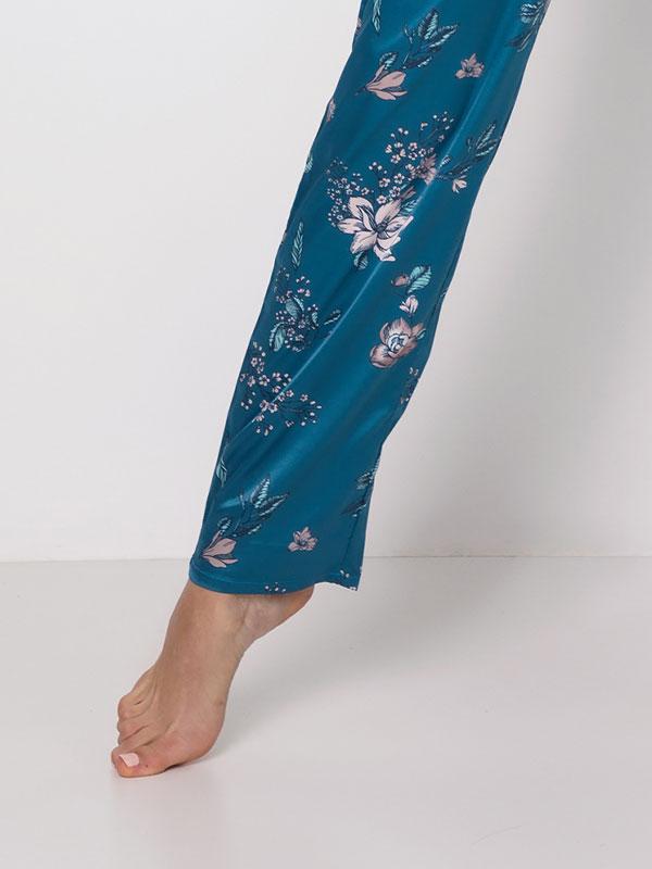 Aruelle gara pidžama "Emily Long Dusty Rose - Turquoise Flower Print"