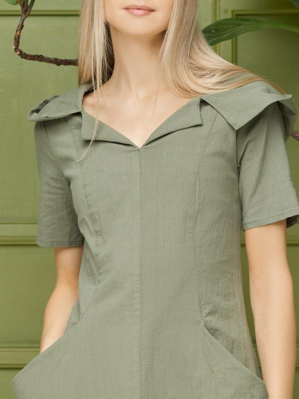 Lega elastīga lina kleita ar kapuci "Sussana Green"