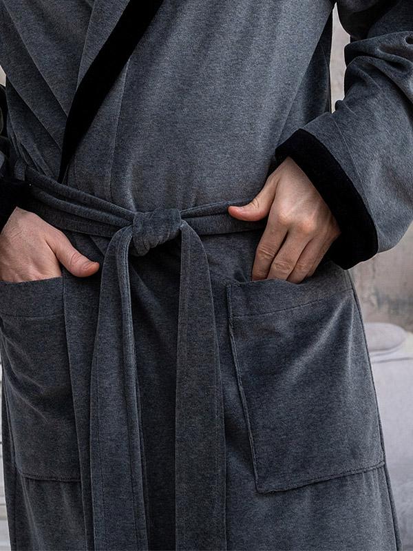 Belmanetti kokvilnas vīriešu halāts "Carl Grey Melange Velour"