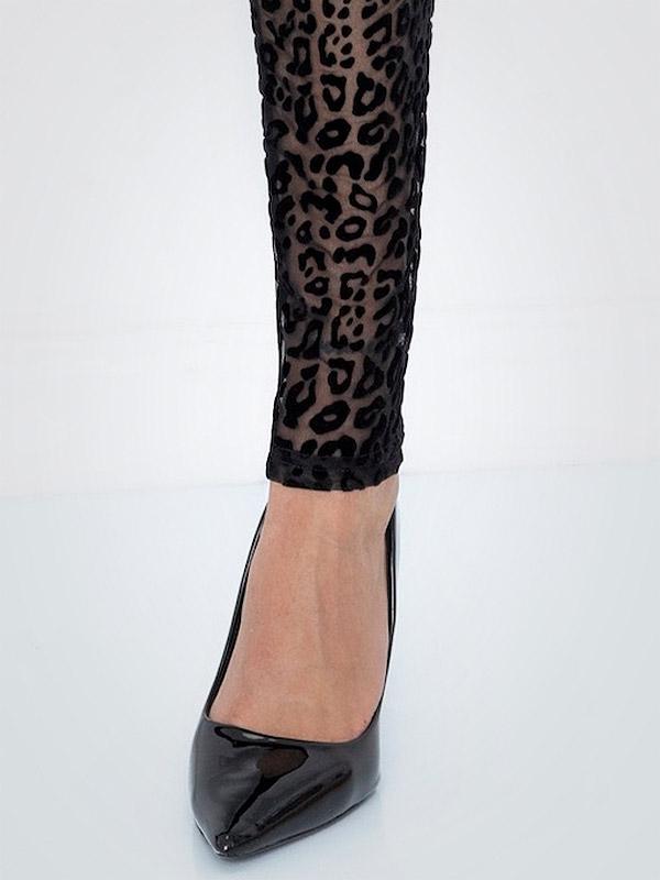 Noir Handmade caurspīdīga tilla kombinezons "Cheetah Velour Black"
