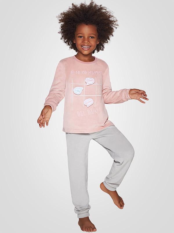 Muydemi mīksta bērnu pidžama "Super Girl Dusty Pink - Light Grey"