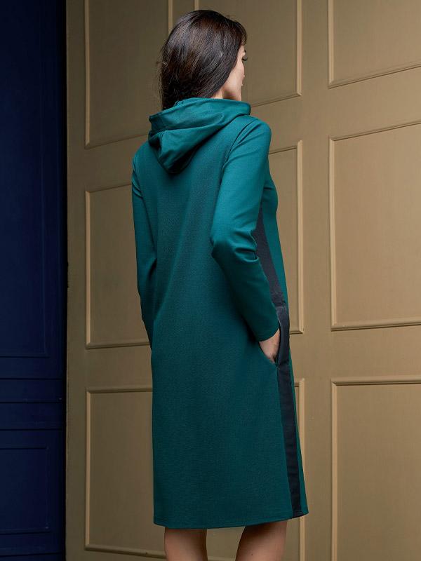 Lega sporta stila kleita ar kapuci "Alaida Dark Green - Black"