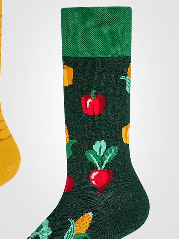 Many Mornings хлопковые унисекс носки "Veggie Mix Green - Yellow - Red"